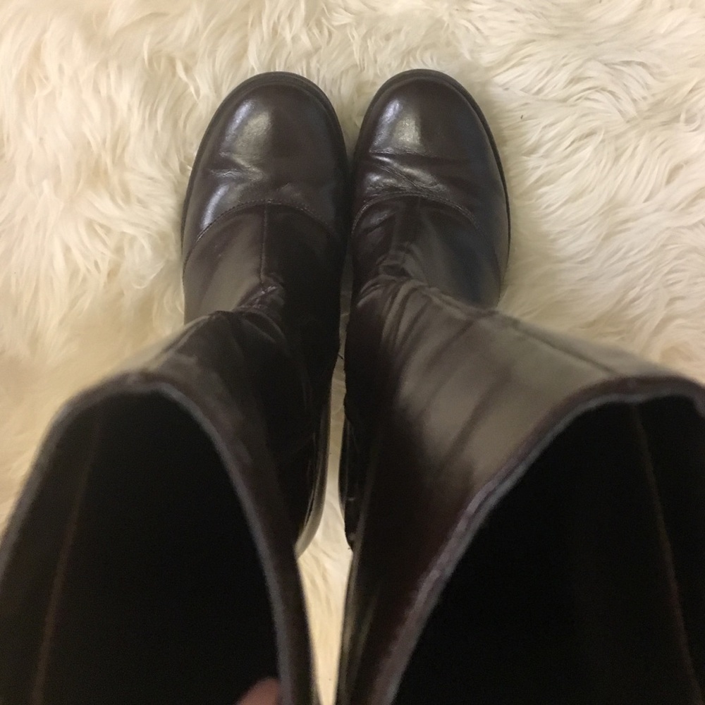 👢Brown Leatherette Stiletto Knee High Boots
